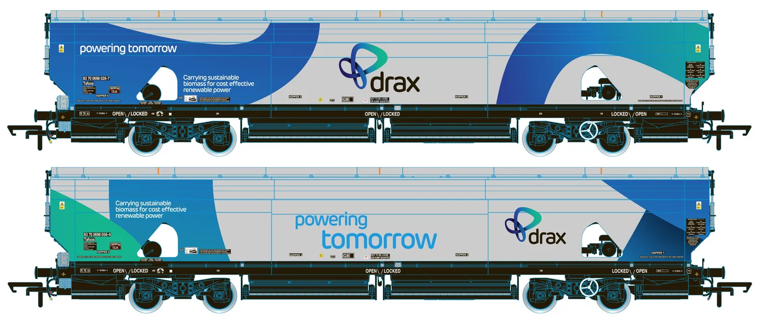 Hornby Drax Biomass IIA-D Powering Tomorrow Pack 2 modellvagnar OO