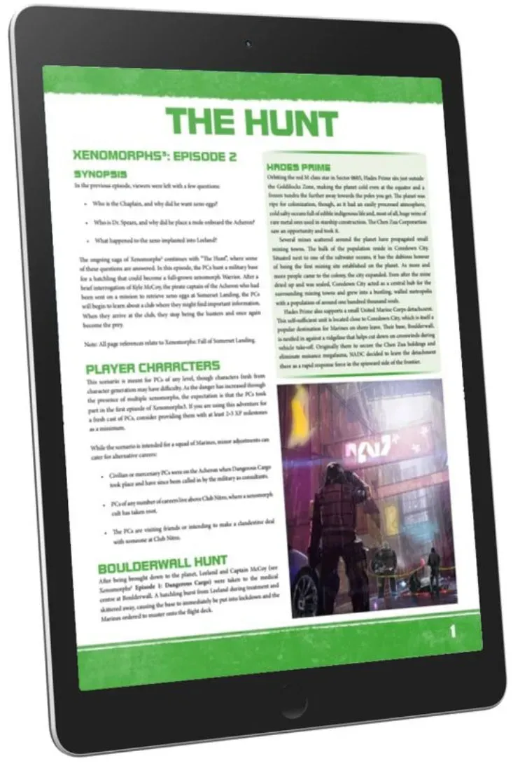 EN Publishing The Hunt rollspels-PDF Hades Prime sci-fi