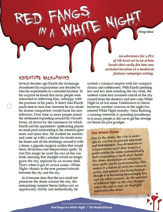 EN Publishing Red Fangs in a White Night äventyr PDF nivå 7