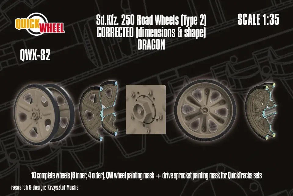 ROSSAGRAPH QuickWheel QWX-082 hjulset Sd.Kfz. 250 Dragon 1/35