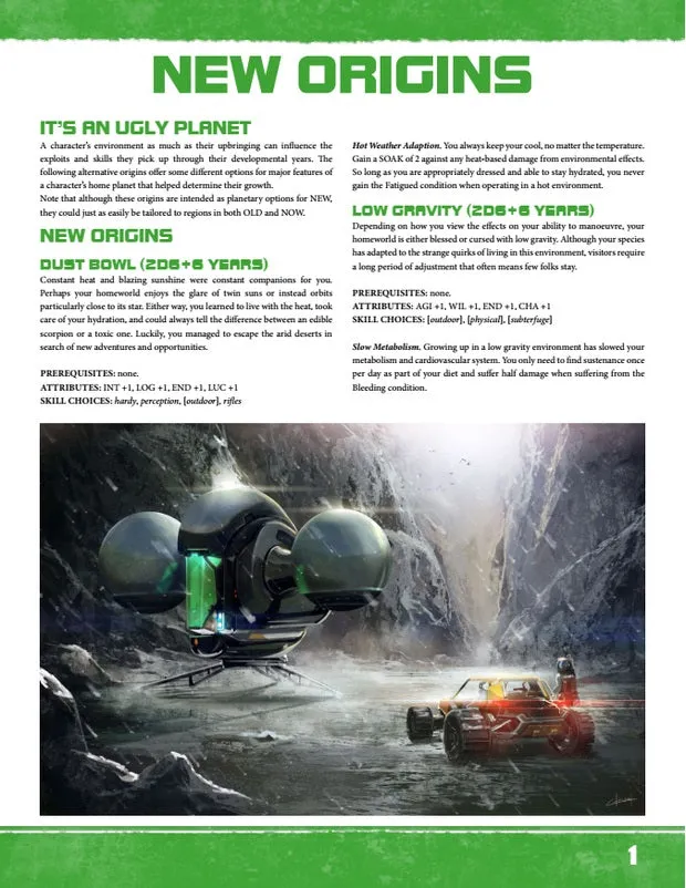 EN Publishing NEW Origins rollspel supplement PDF planeter