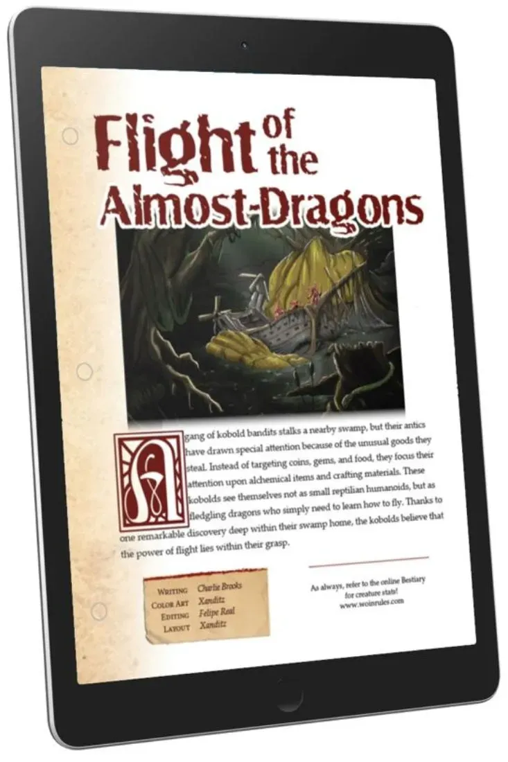 EN Publishing WOIN Flight of the Almost Dragons äventyr PDF kobolder