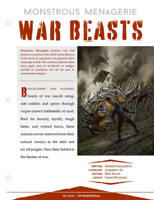 EN Publishing Monstrous Menagerie War Beasts monster PDF