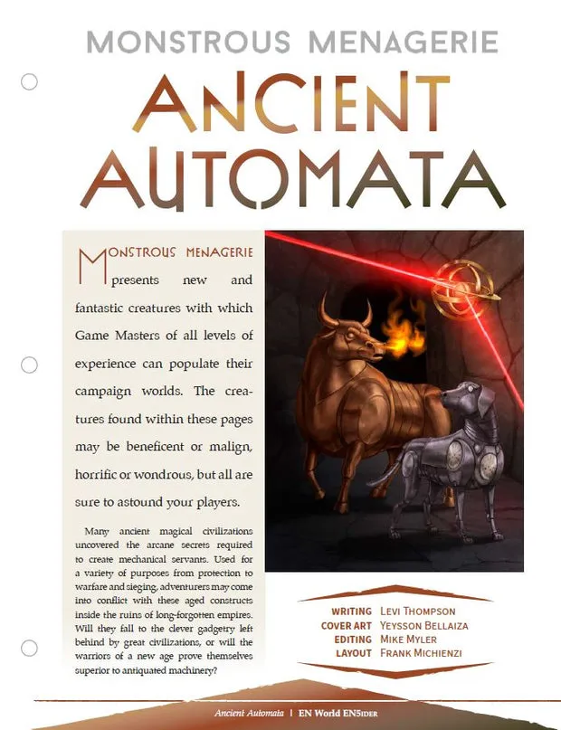 EN Publishing Monstrous Menagerie Ancient Automata rollspels-PDF monster