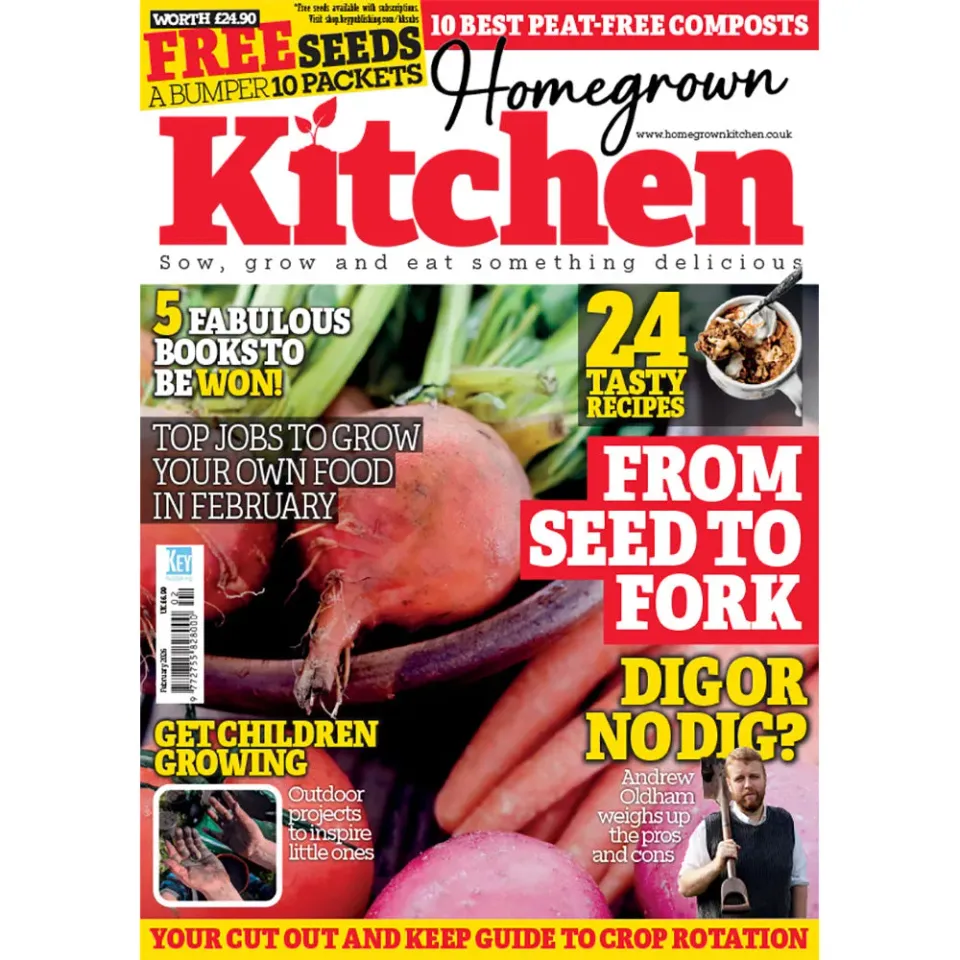 Homegrown Kitchen February 2026 tidning med fröer