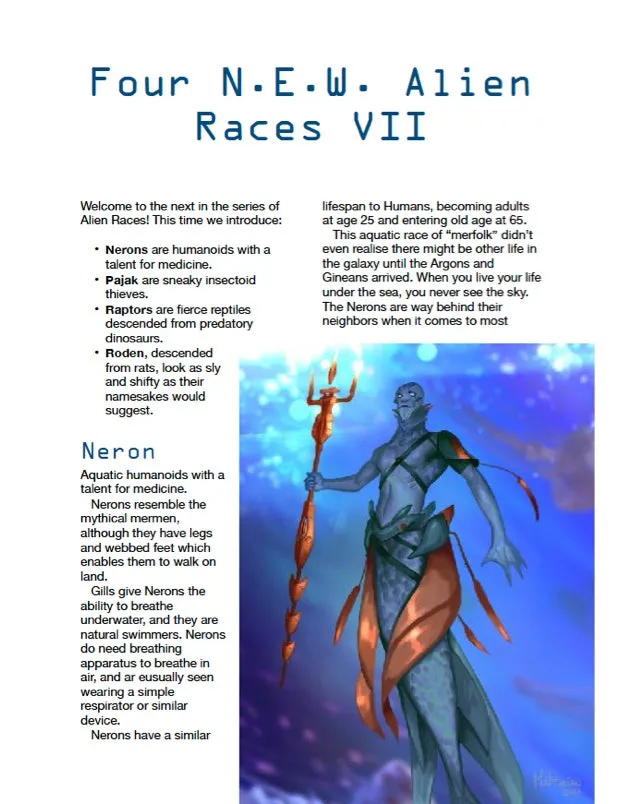 EN Publishing Four N.E.W. Alien Races VII rollspel PDF arter