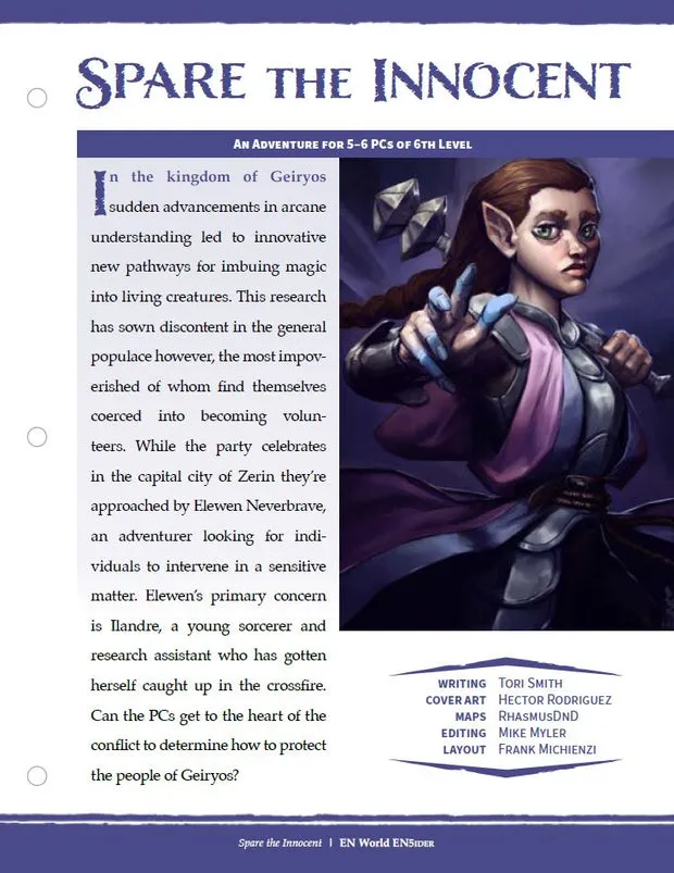 EN Publishing Spare the Innocent äventyr pdf nivå 6