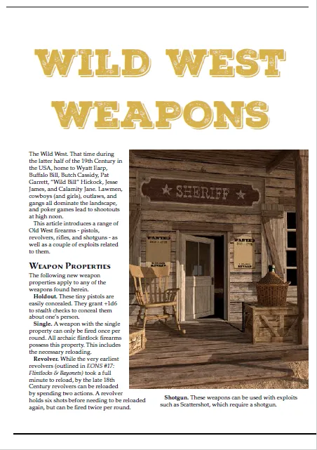 EN Publishing Wild West Weapons WOIN vapenbok PDF revolver