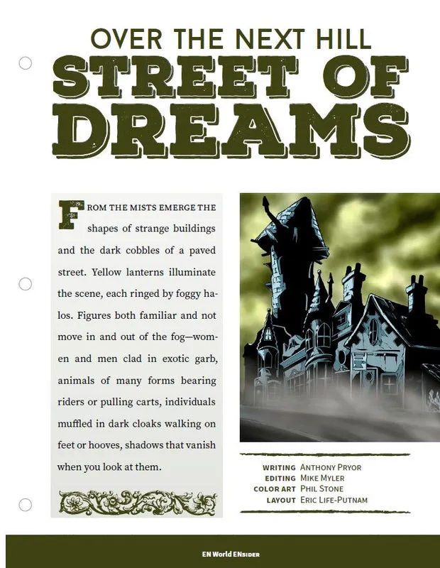 EN Publishing Over the Next Hill Street of Dreams Rollspels-PDF