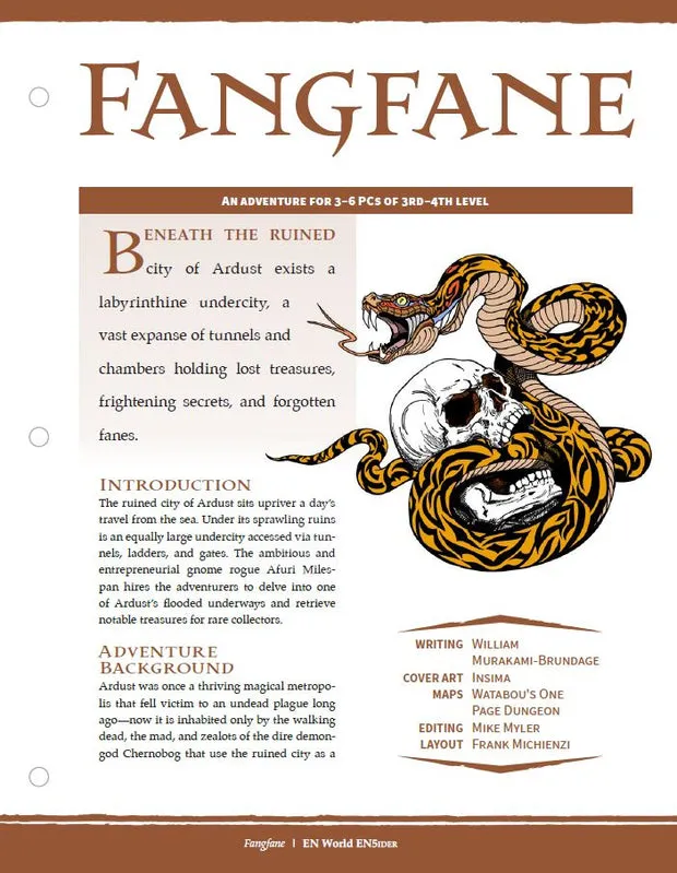 EN Publishing Fangfane D&D 5e PDF äventyr underjord