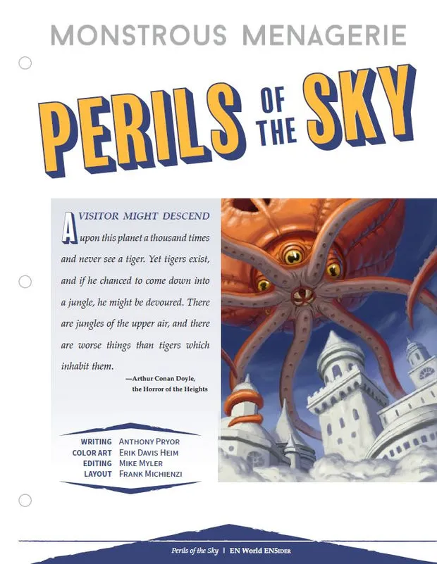 EN Publishing Monstrous Menagerie Perils of the Sky rollspel PDF luftmonster
