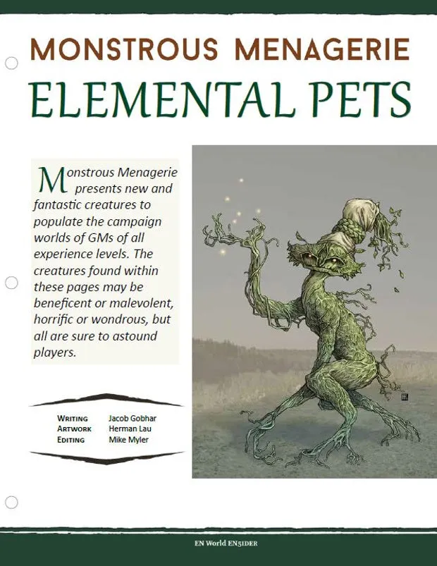 EN Publishing Monstrous Menagerie Elemental Pets rollspel PDF