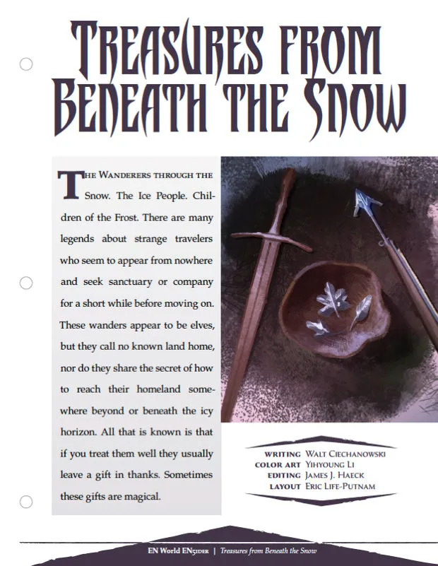 EN Publishing Treasures Beneath Snow magiska föremål PDF vinter