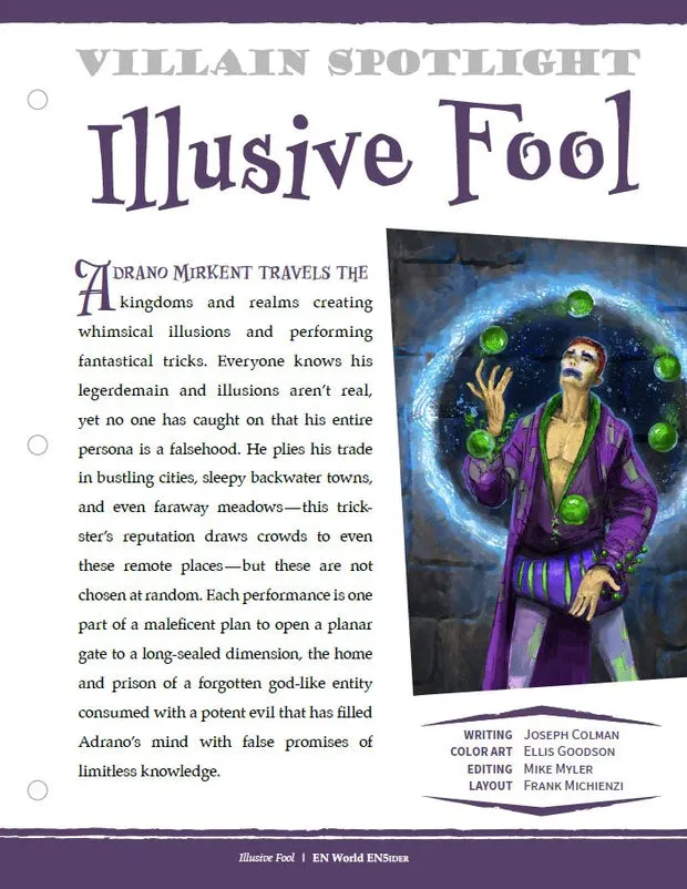 EN Publishing Villain Spotlight Illusive Fool skurk PDF