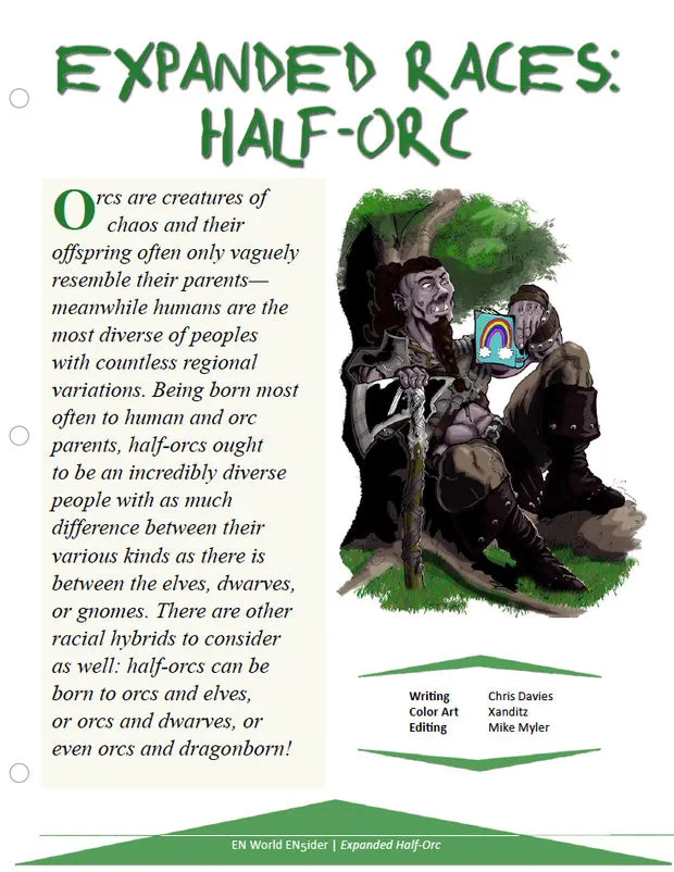 EN Publishing Expanded Races Half-Orc D&D 5e PDF rasregler