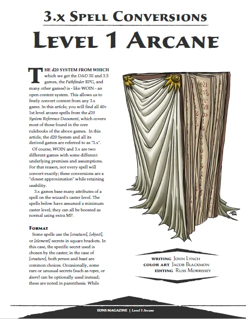 EN Publishing 3.x Spell Conversions Level 1 Arcane WOIN PDF