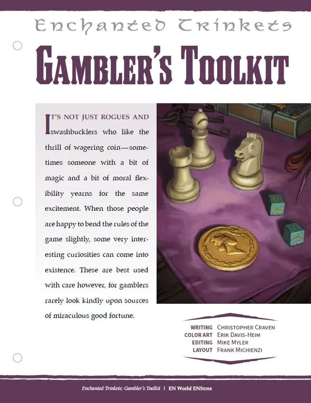 EN Publishing Enchanted Trinkets Gambler's Toolkit PDF 11 föremål