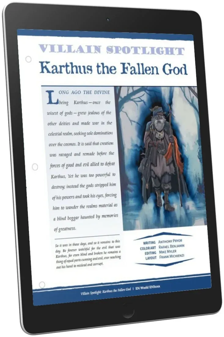 EN Publishing Villain Spotlight Karthus Fallen God rollspel PDF D&D 5e