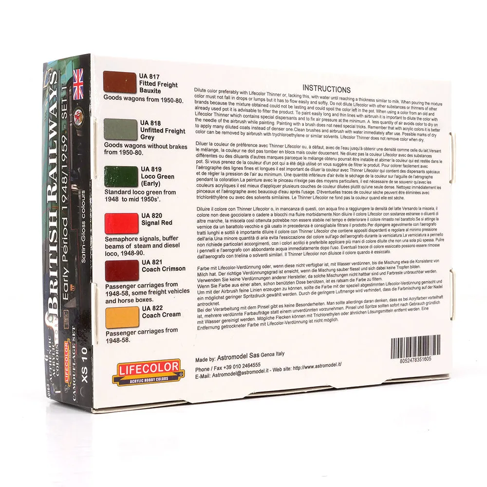 Lifecolor British Railway Early Period färgset 6x22ml satin