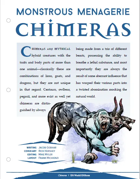 EN Publishing Monstrous Menagerie Chimeras monster pdf CR 12