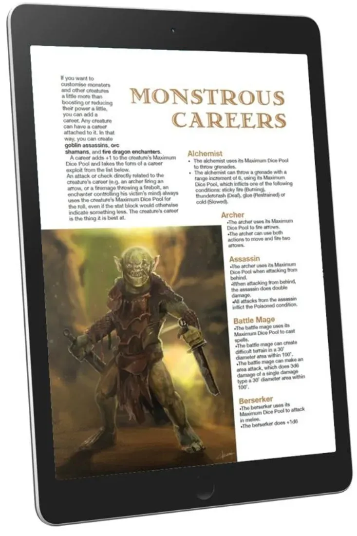 EN Publishing Monstrous Careers WOIN tillbehör PDF monster