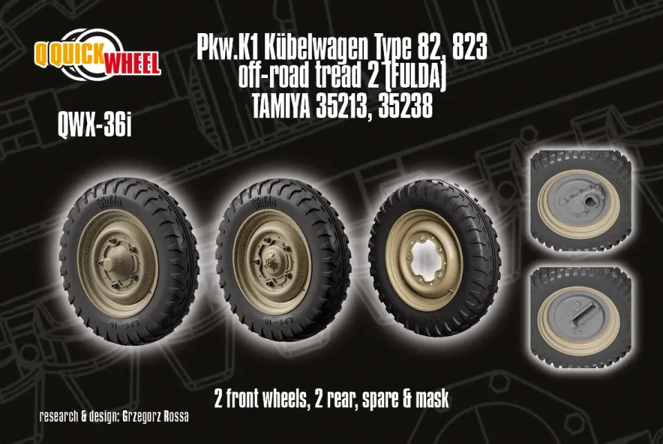 Rossagraph QuickWheel QWX-036 hjul Kübelwagen Tamiya 1/35