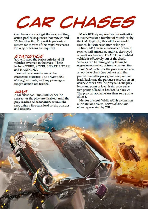EN Publishing Car Chases WOIN rollspel PDF biljakter