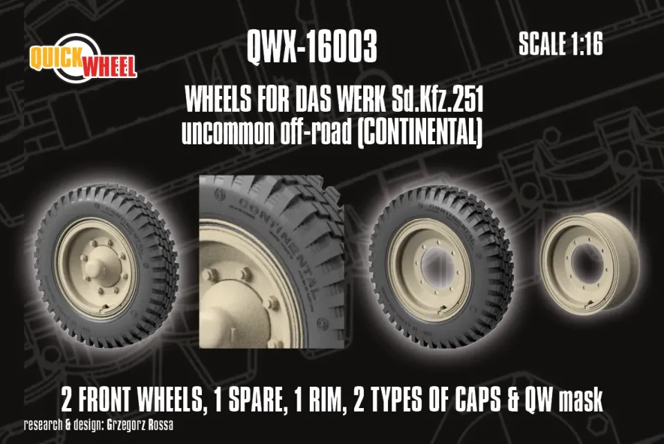 ROSSAGRAPH QuickWheel QWX-16003 framhjul 1/16 Sd.Kfz. 251