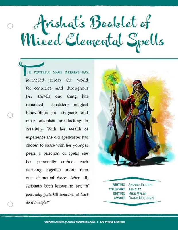 EN Publishing Arishat's Booklet rollspel pdf elementar 10 spells