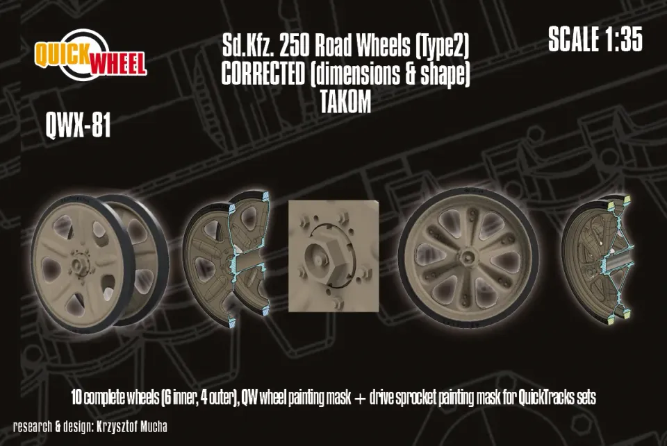 Rossagraph QuickWheel QWX-081 väghjul Sd.Kfz. 250 Takom 1:35