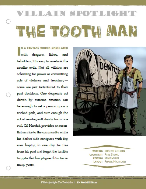 EN Publishing Villain Spotlight The Tooth Man rollspel PDF skurk