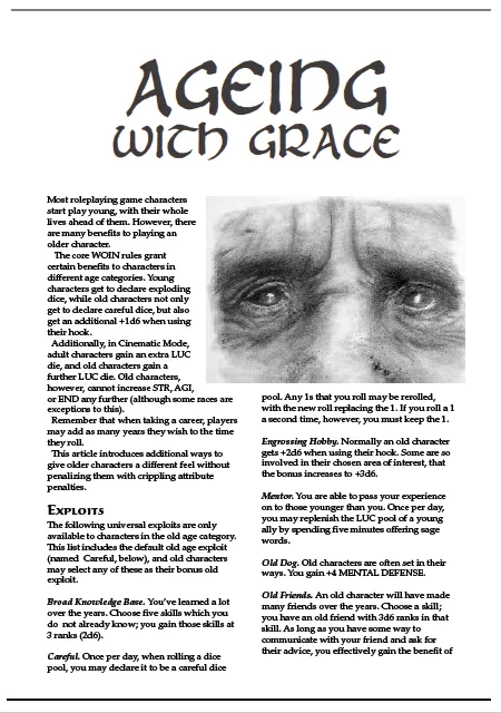EN Publishing Ageing With Grace rollspel PDF gamla karaktärer