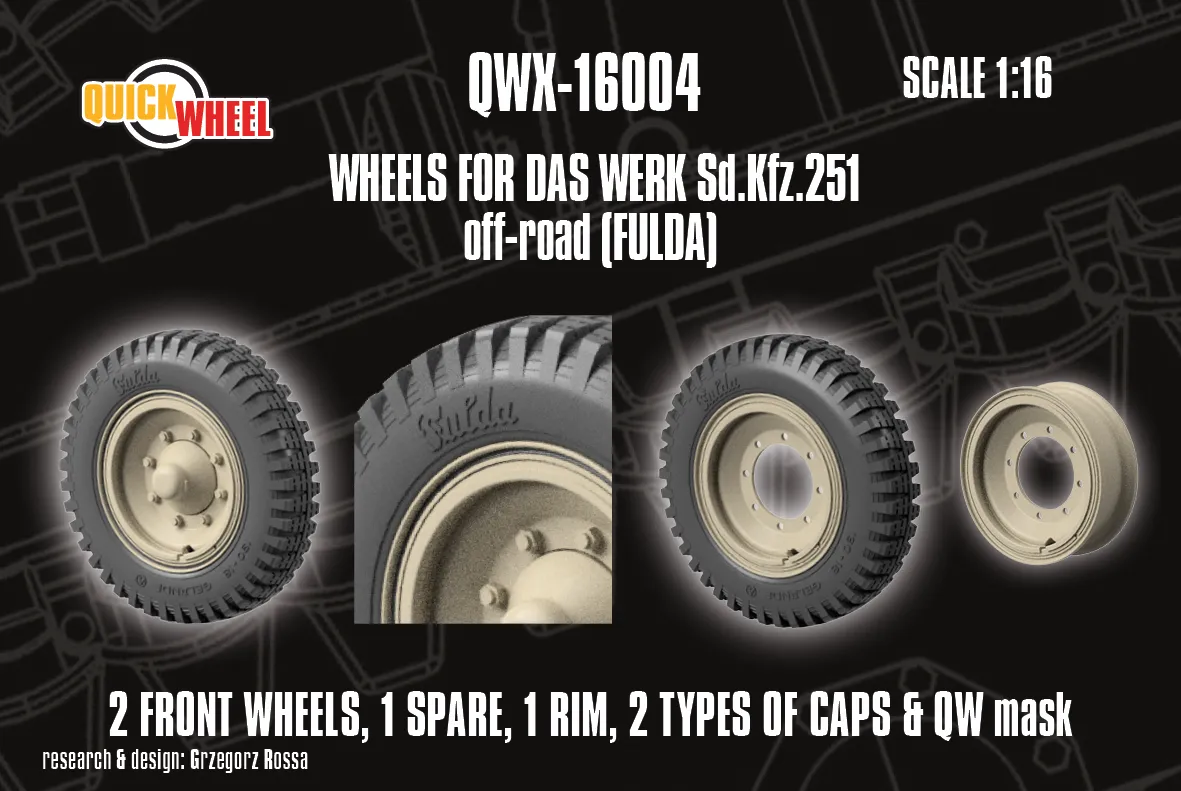Rossagraph QuickWheel QWX-16004 framhjul Sd.Kfz. 251 1:16