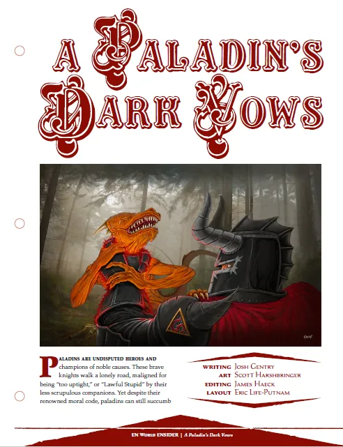 EN Publishing A Paladins Dark Vows rollspel PDF mörker