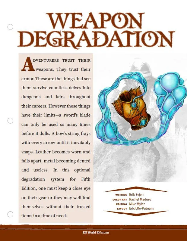 EN Publishing Weapon Degradation rollspel PDF vapenslitage