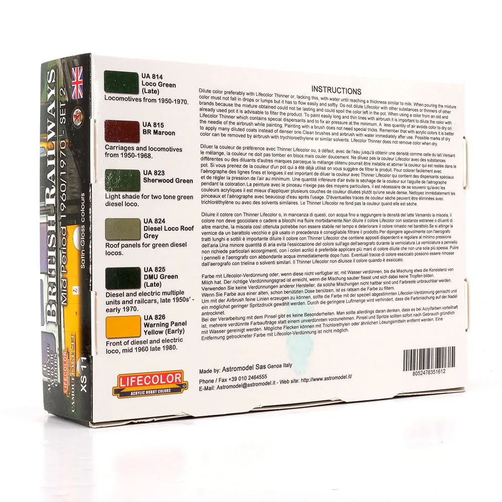 LifeColor British Railway Mid Period färgset 6x22ml