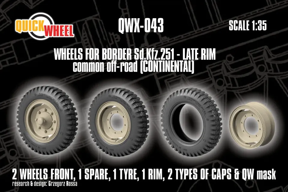 ROSSAGRAPH QuickWheel QWX-043 hjul 1/35 Sd.Kfz. 251 Border