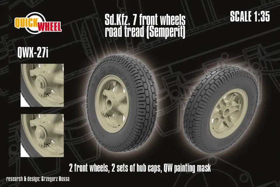 ROSSAGRAPH QuickWheel QWX-027i framhjul Sd.Kfz 7 Semperit 1/35
