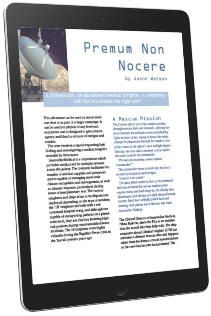 EN Publishing Premum Non Nocere äventyr PDF sci-fi