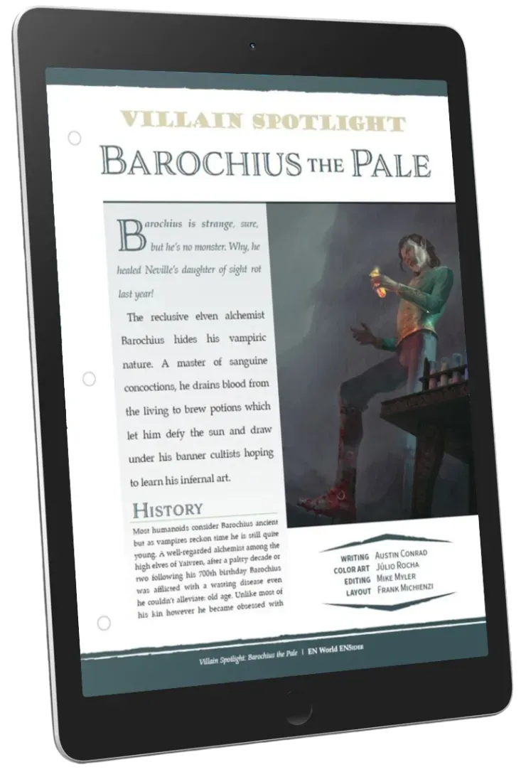 EN Publishing Villain Spotlight Barochius the Pale rollspel pdf D&D 5e