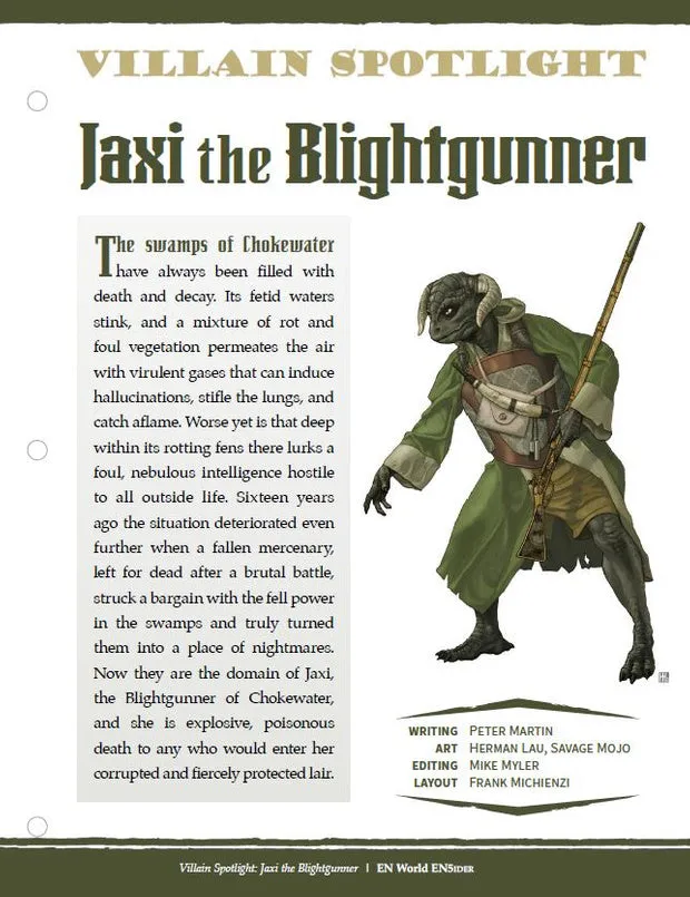 EN Publishing Villain Spotlight Jaxi the Blightgunner PDF