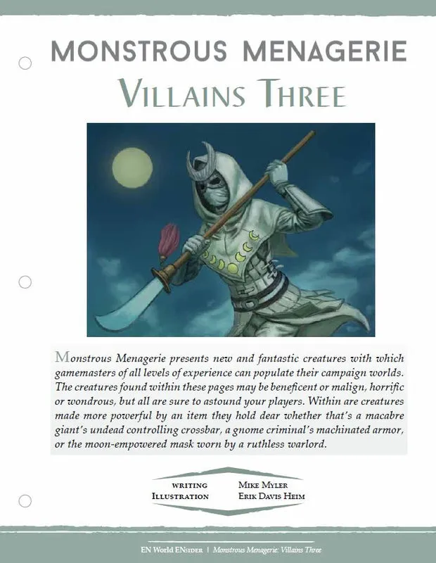 EN Publishing Monstrous Menagerie Villains Three monster rollspel PDF D&D