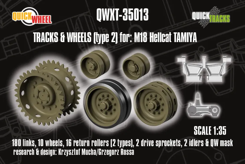 Rossagraph QuickWheel QWXT-35013 M18 Hellcat Type 2 hjulset 1:35 resin