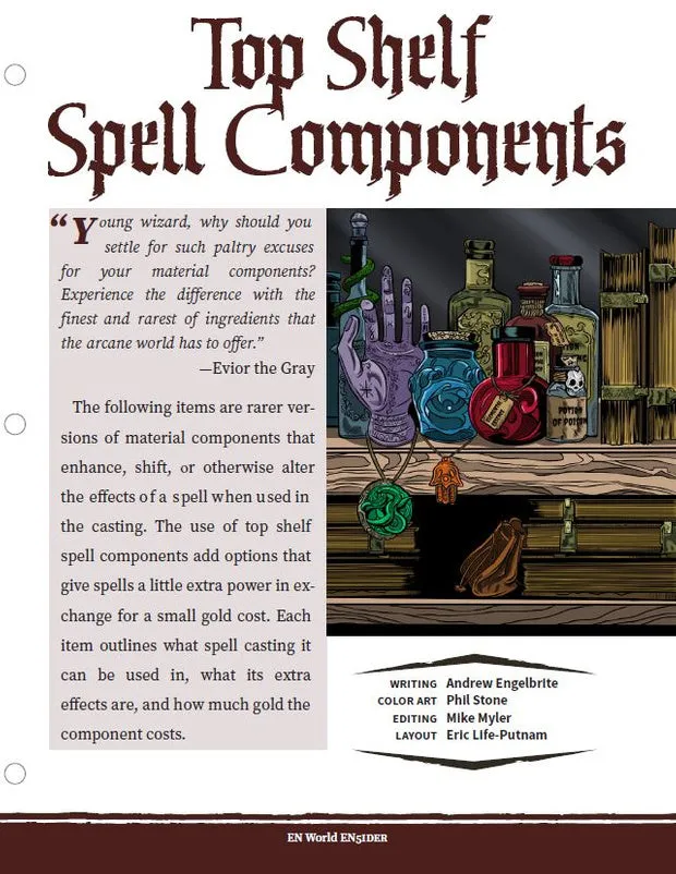 EN Publishing Top Shelf Spell Components PDF D&D 5e