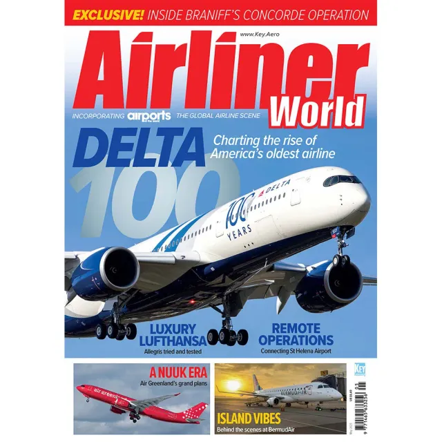 Airliner World maj 2025 tidning Delta 100