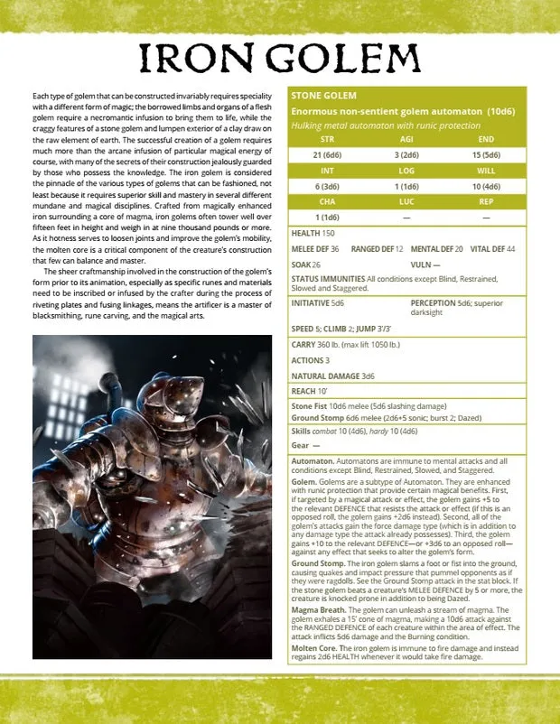 EN Publishing Iron Golem WOIN rollspels-pdf monster