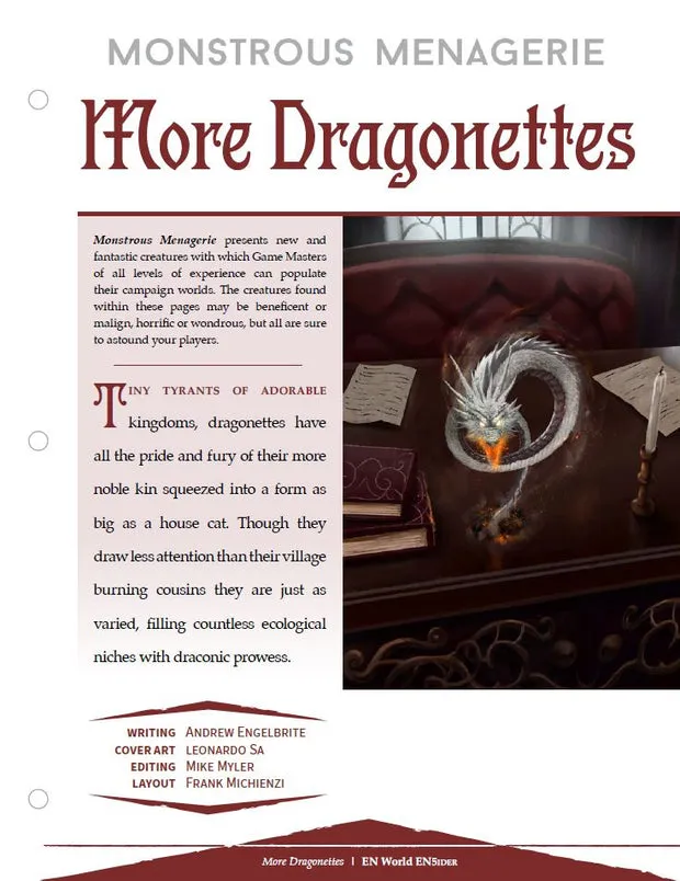 EN Publishing More Dragonettes rollspel PDF drakar