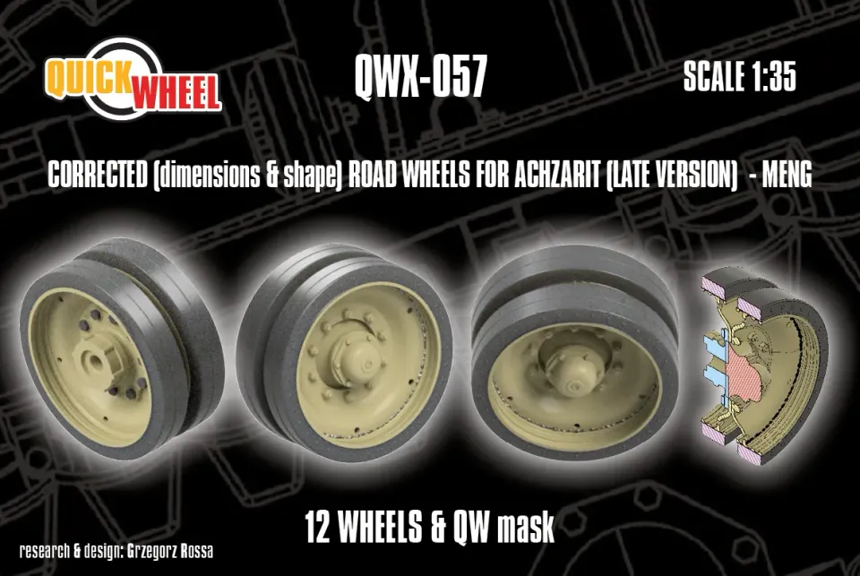 Rossagraph QuickWheel QWX-057 resinhjul Achzarit Meng 1/35