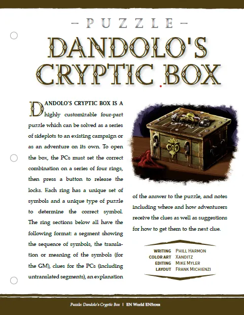 EN Publishing Dandolo's Cryptic Box pussel PDF