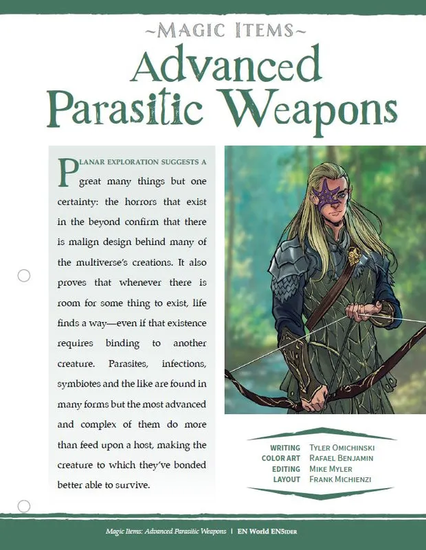 EN Publishing Parasitic Weapons D&D 5e PDF magiföremål